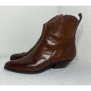 VERO‎ CUOIO Ankle Boots Side Zipper Pointed-Toe boots Italy Cowgirl Western 8